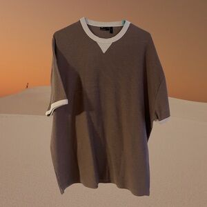 Brown Short Sleeve Tee with White Trim